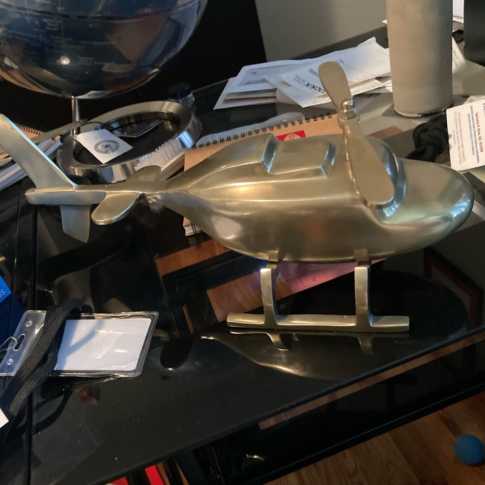 Gold Aluminum Decorative Helicopter Desk Top Decor New - Picture 2 of 4